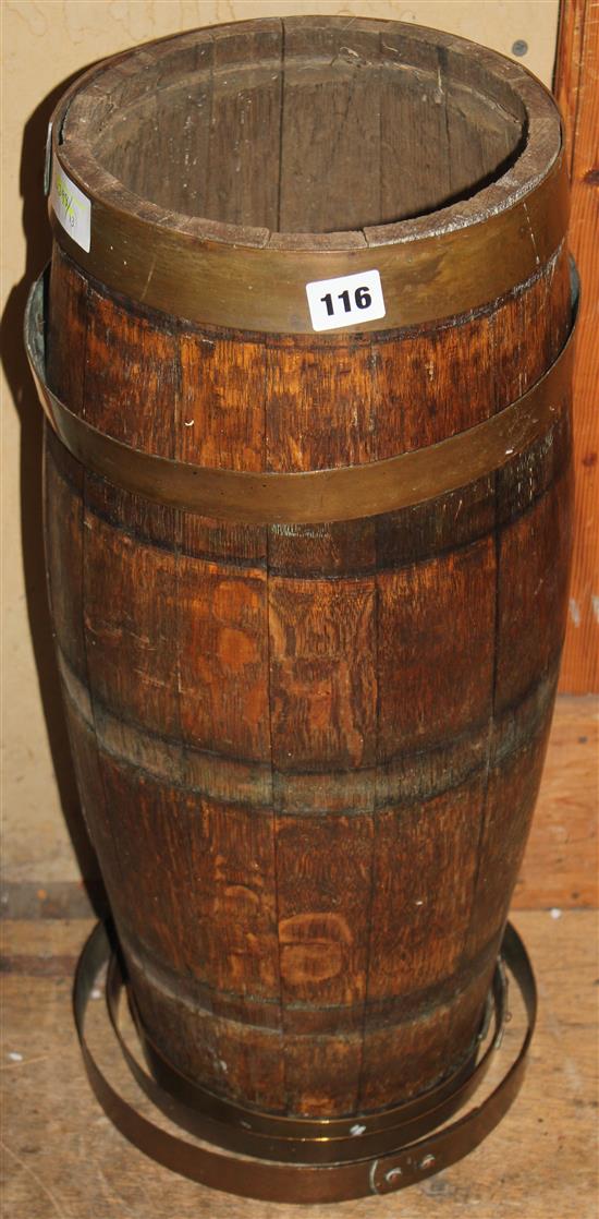 Coppered barrel stick stand